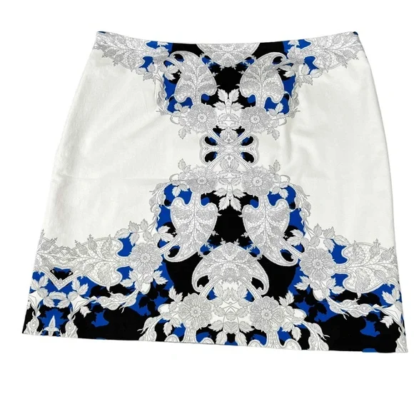 Worthington Womens Blue White Floral Patterned A-line Skirt Size 16W - Picture 9 of 9